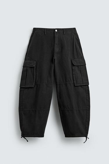 PANTALÓN CARGO BALLOON FIT - Negro de Zara