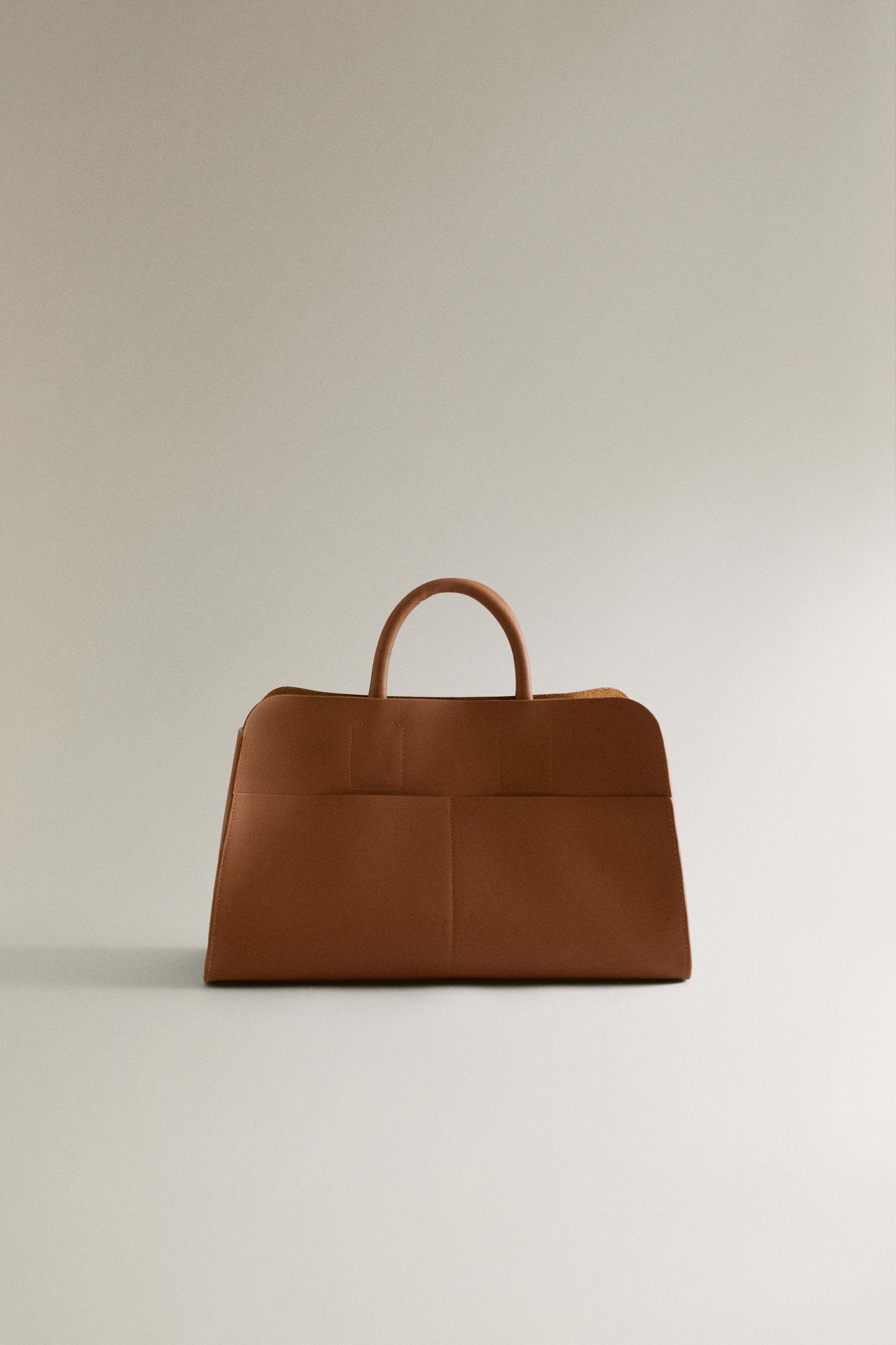 LEATHER MINI TOTE BAG - Brown | ZARA United States