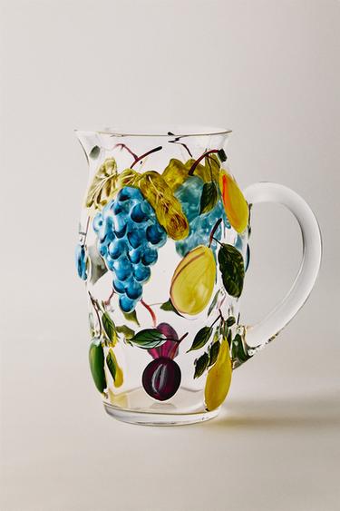 Zara RAISED FRUIT DESIGN GLASS PITCHER - Various - Image 0