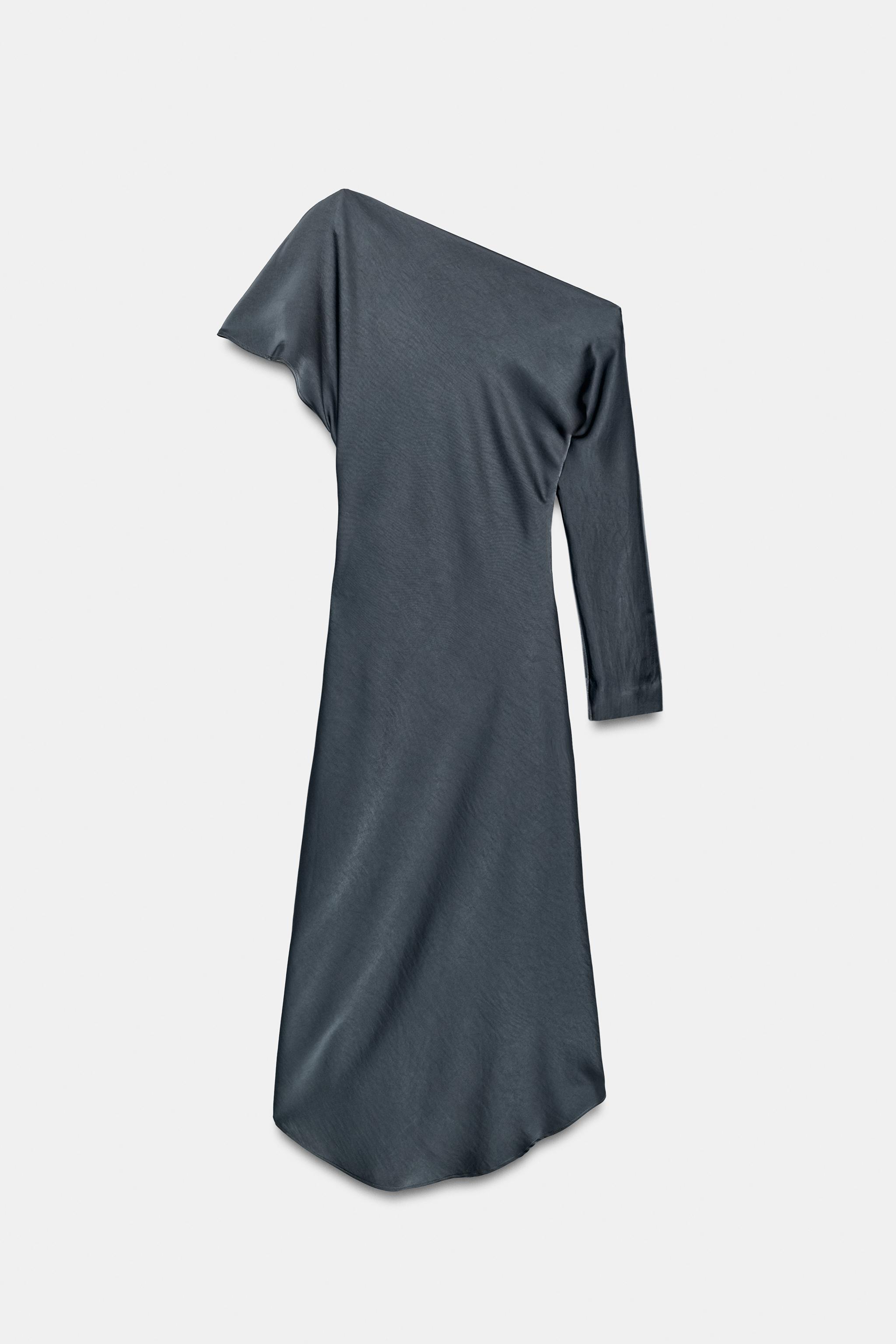 ASYMMETRIC SATIN MAXI DRESS