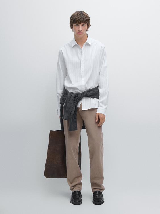 100% cotton regular fit striped shirt