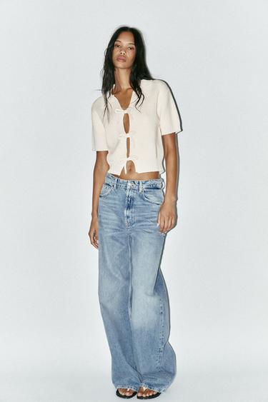KNIT TOP WITH BOWS - Ecru by Zara