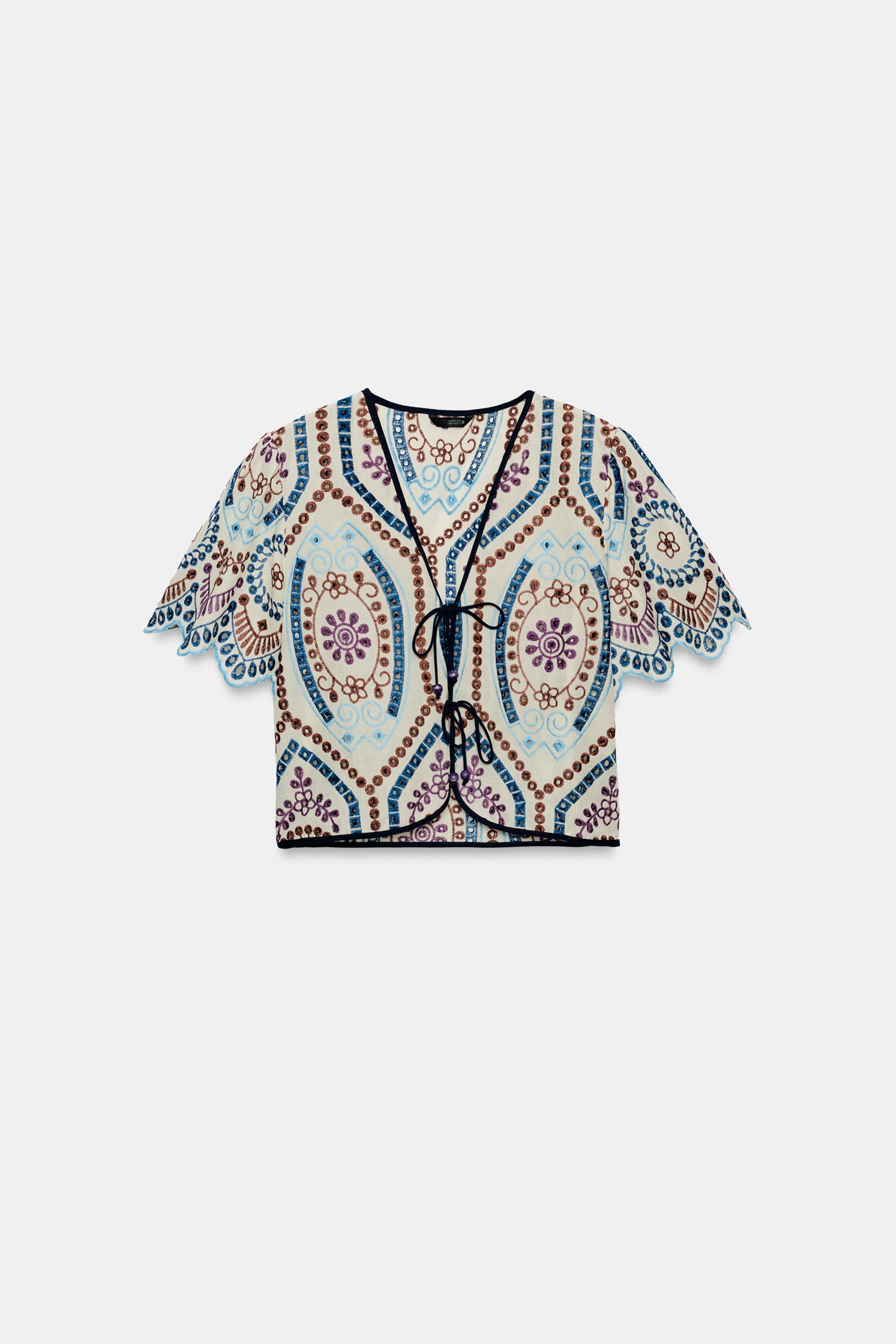 EMBROIDERED EYELET CROP TOP