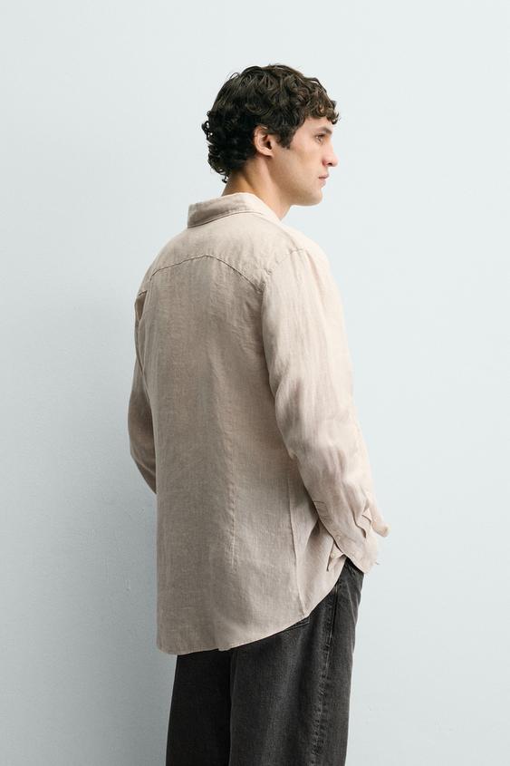 CHEMISE REGULAR FIT 100 % LIN - Beige clair de Zara - Image 2