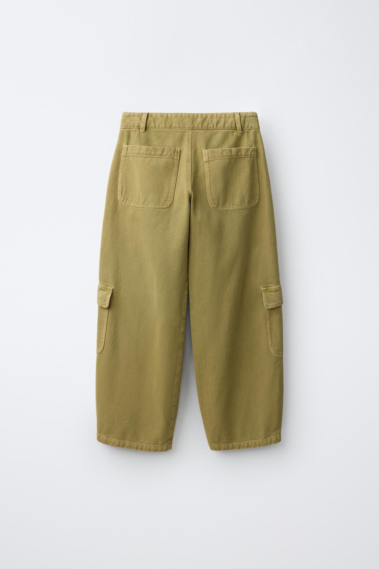WIDE LEG CARGO PANTS — Khaki