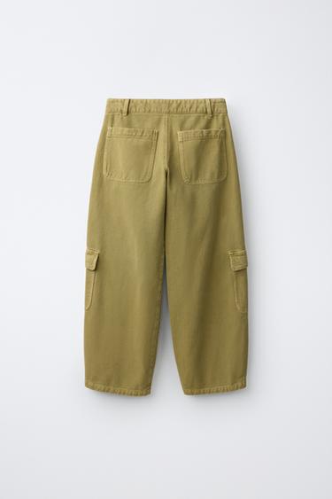 WIDE LEG CARGO PANTS — Khaki 2