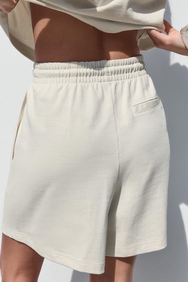RUSTIC PLEATED BERMUDA SHORTS - Ecru by Zara - Image 3