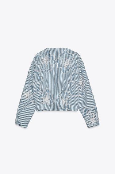 BLOUSON BOMBER STRUCTURÉ - Bleu / Blanc de Zara - Image 6