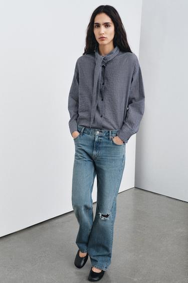 CAMISA CUADROS PAÑUELO ZW COLLECTION - Marino de Zara