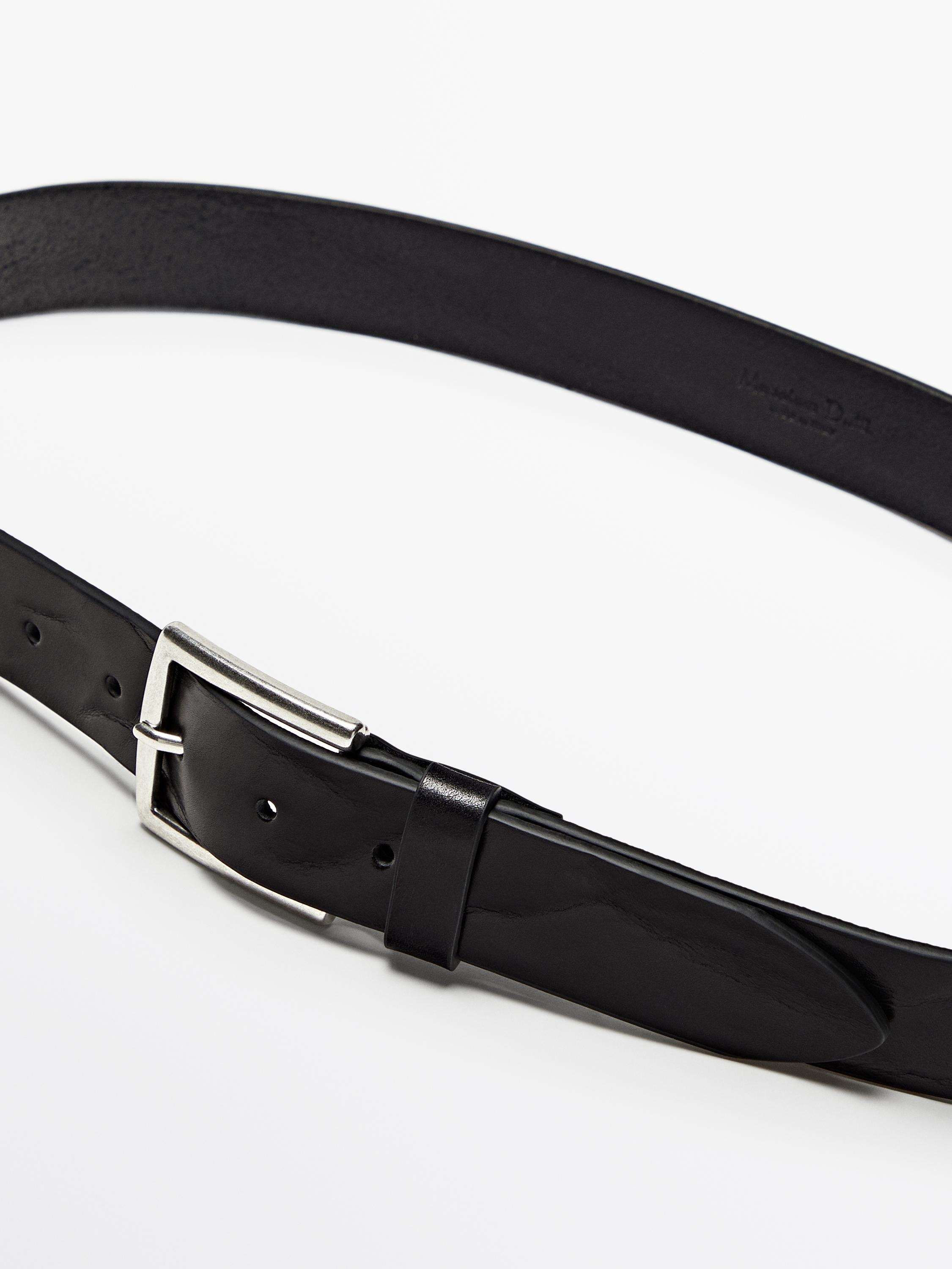 Worn effect leather belt - Black | ZARA United States