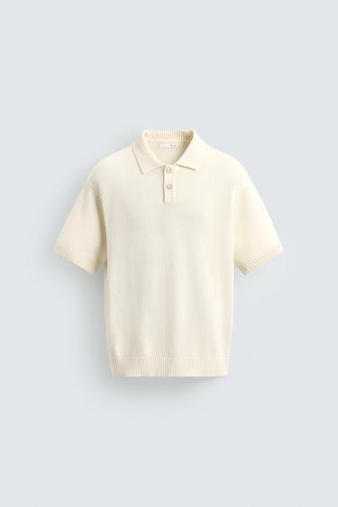 POLO STRUCTURÉ EN MAILLE RELAXED FIT - Écru de Zara