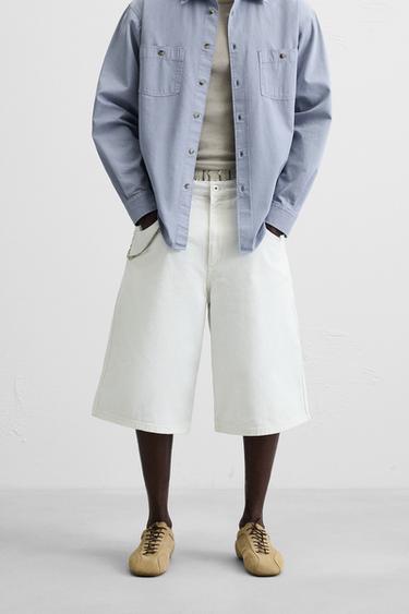 Zara 寬鬆版牛仔短褲 - 白色