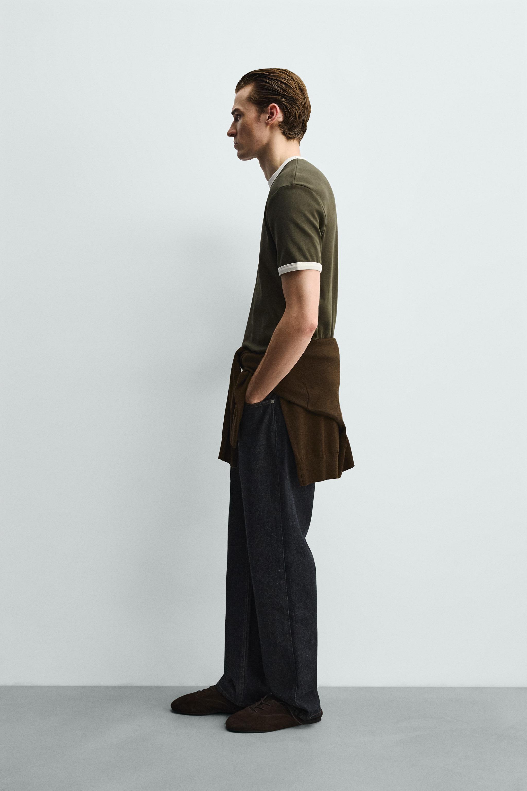 BASIC CONTRAST RIB T-SHIRT