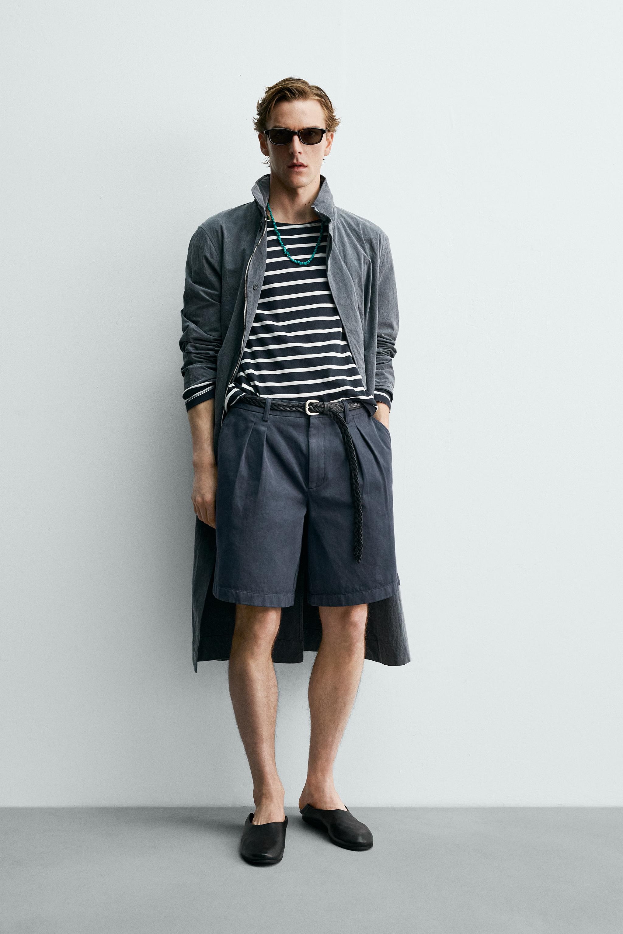 AARON LEVINE X ZARA RELAXED FIT PLEATED SHORTS