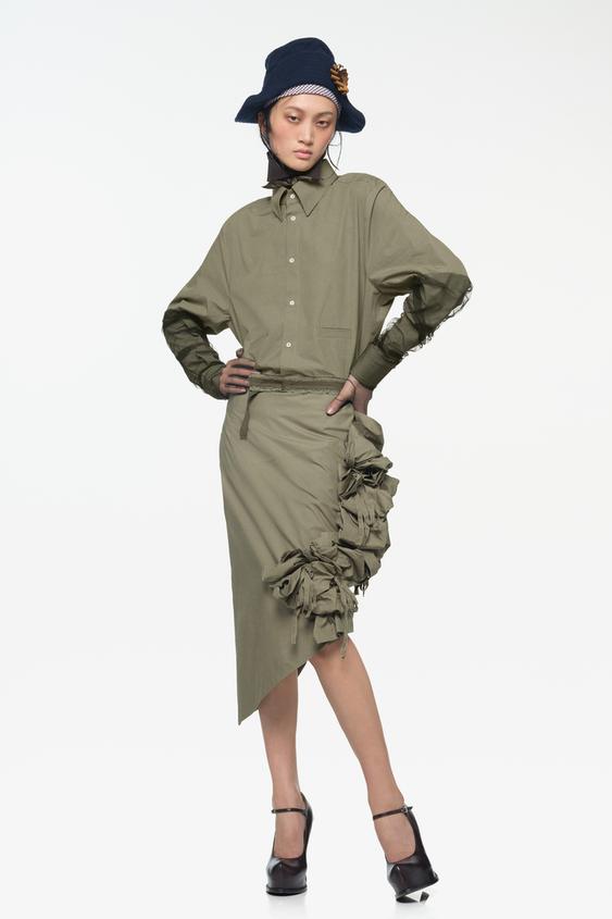 LIMITED EDITION STRIPED SHIRT WITH CONTRAST COLLAR - Olive green by Zara - Image 0