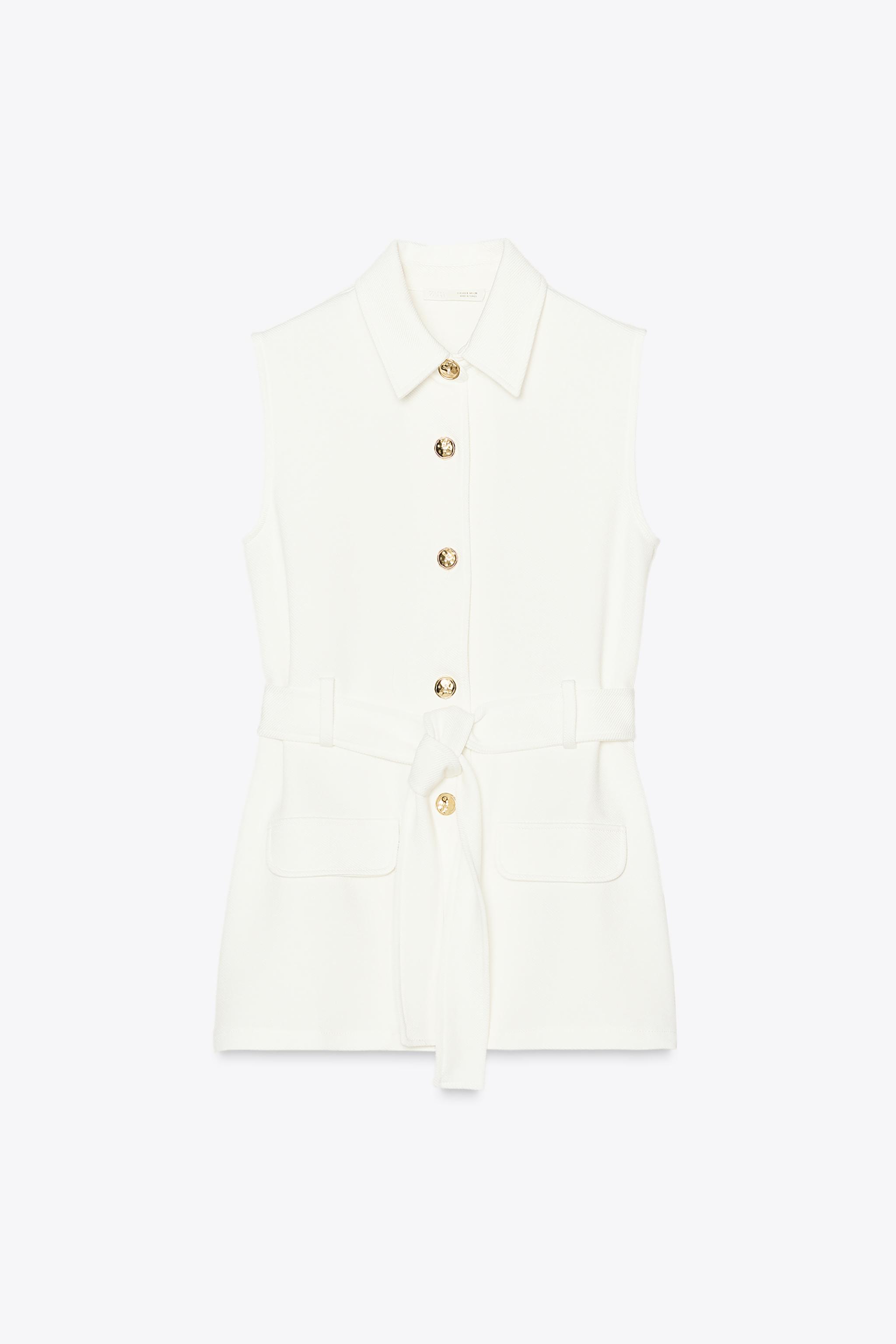 BUTTONED BELT VEST - Oyster-white | ZARA Canada