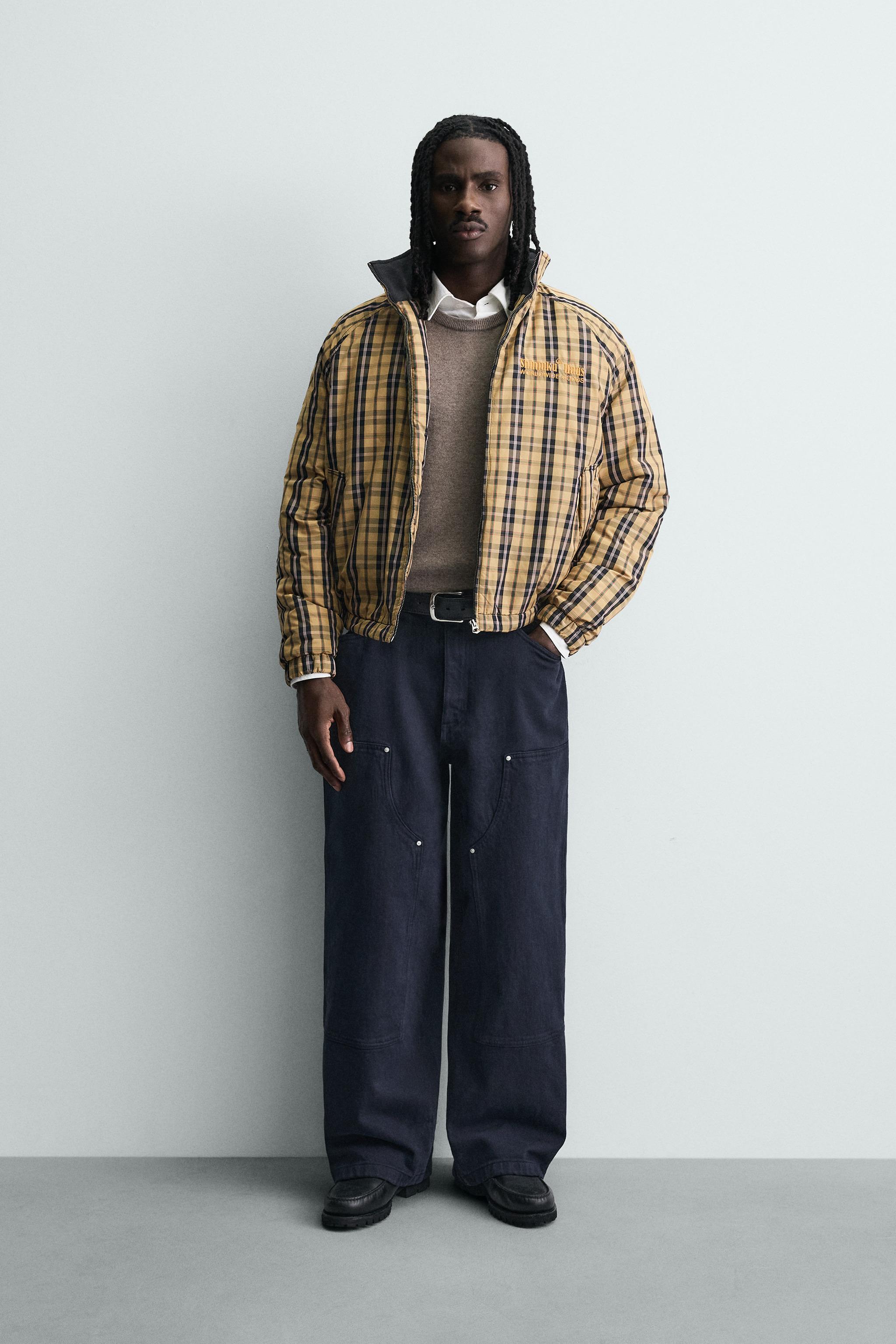 ZARA チェック柄ナイロンジャケット S Zara チェック柄ナイロンジャケット