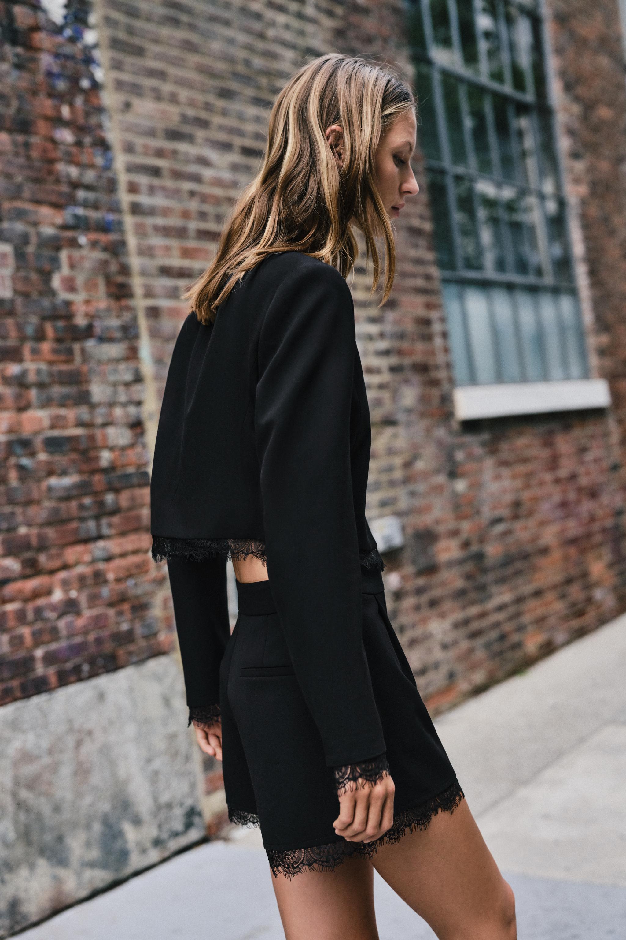 Zara DANTEL DETAYLI CROP BLAZER görsel 6