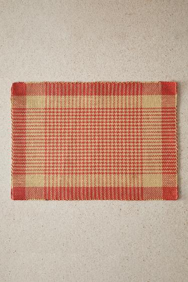 MANTEL INDIVIDUAL PAPEL CUADROS - Rojo / Naranja de Zara