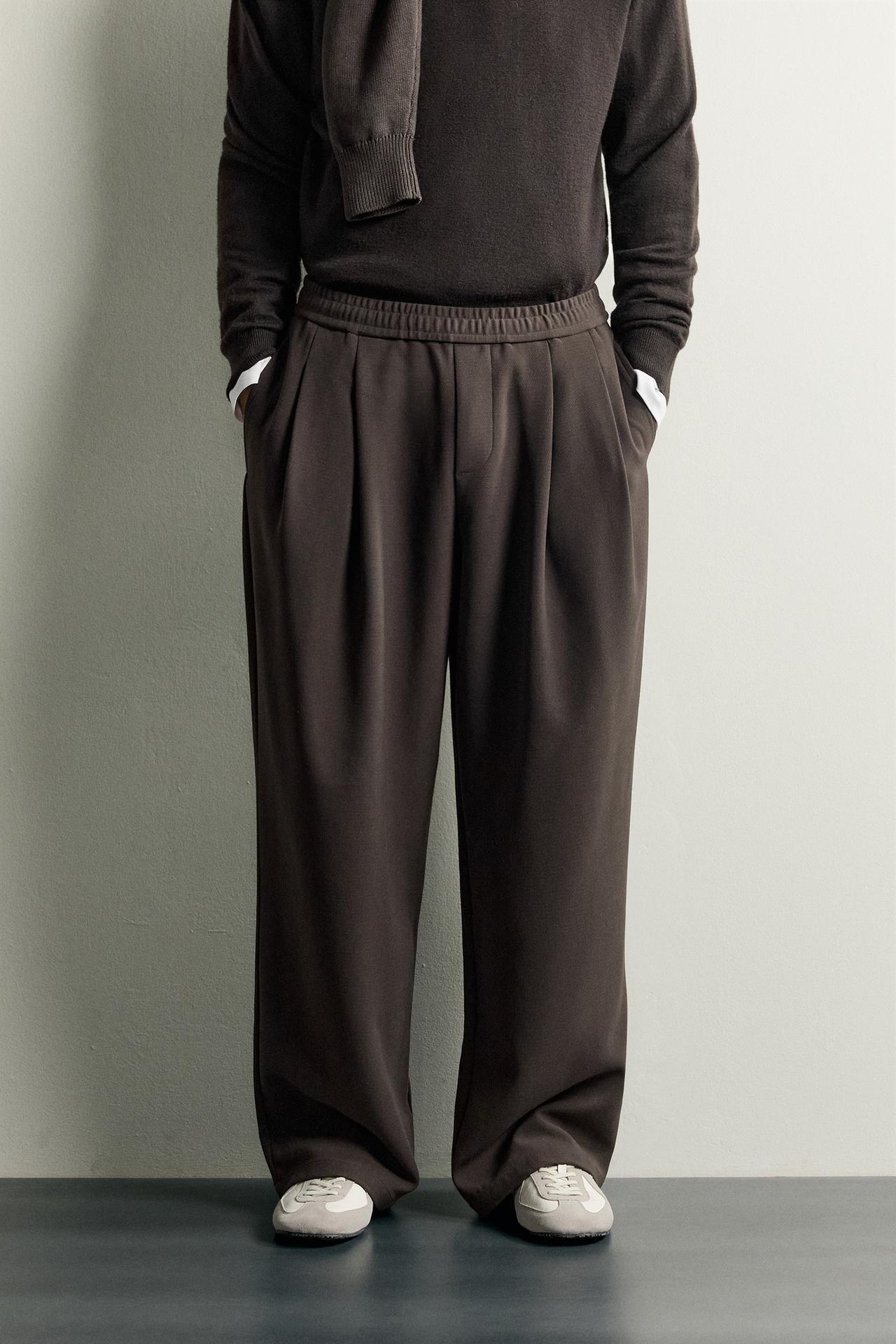 COMFORT RELAXED-FIT PANTS — Brown