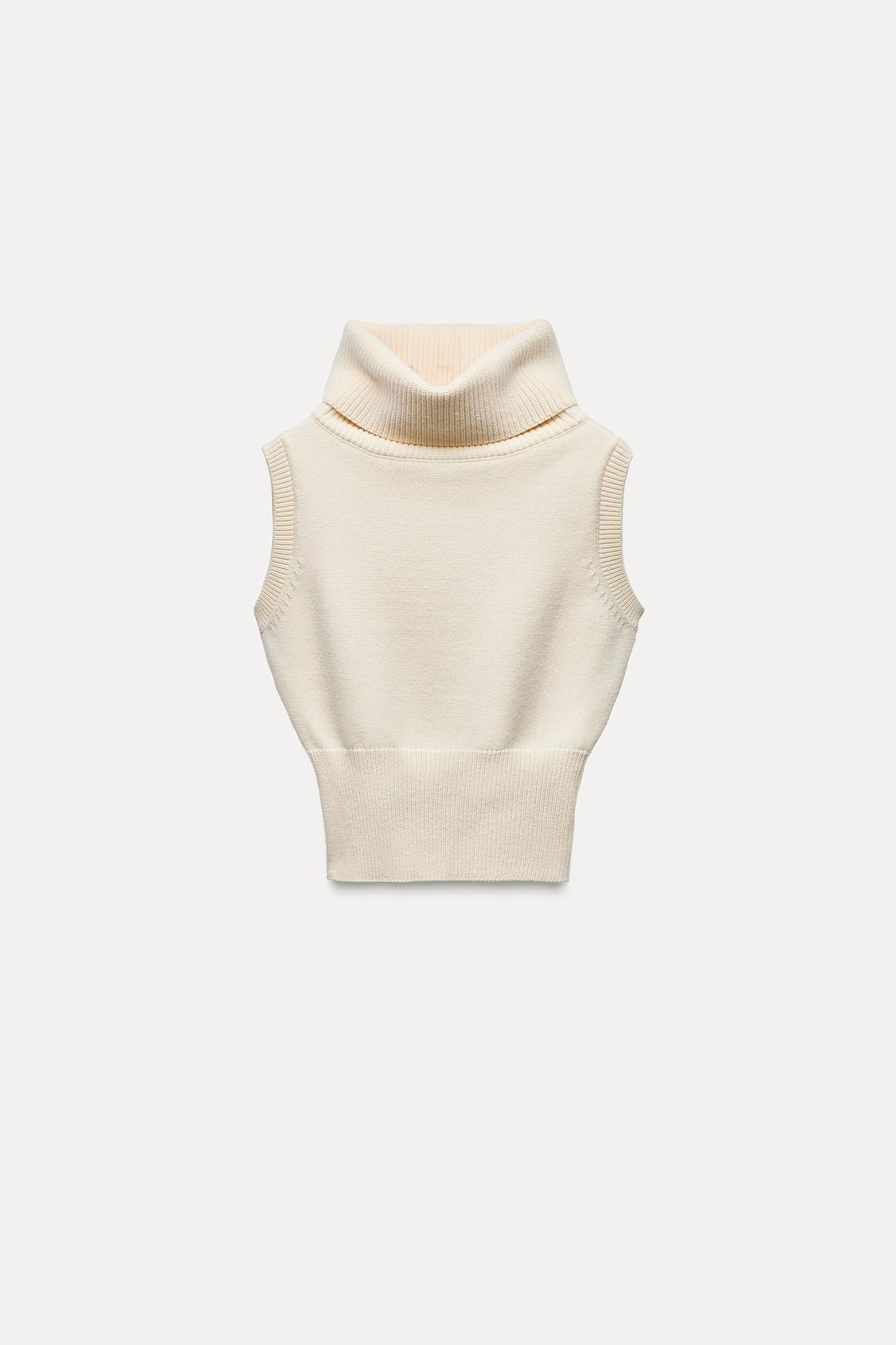 HIGH NECK KNIT SLEEVELESS SWEATER
