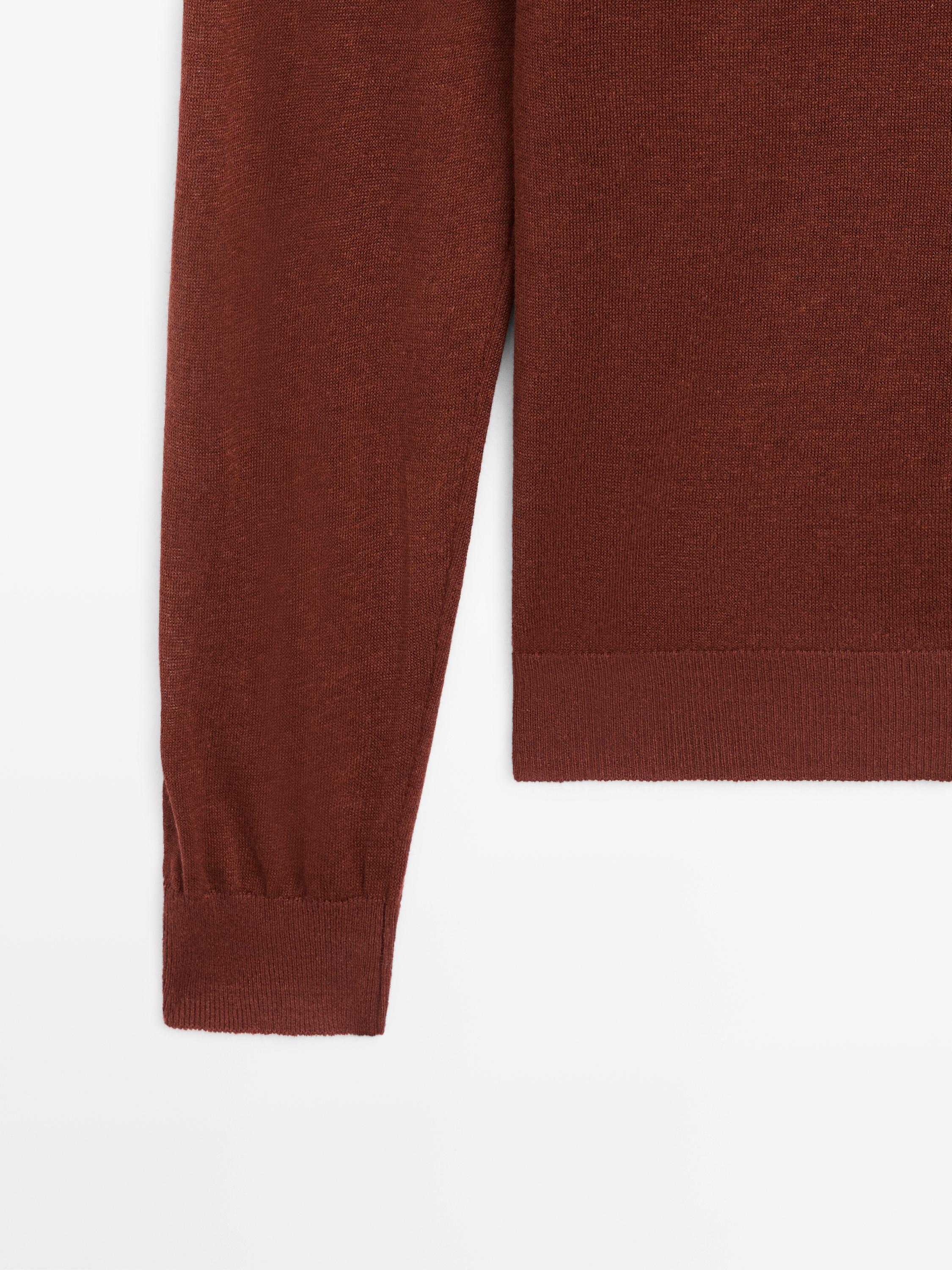 Linen and cashmere knit crew neck sweater