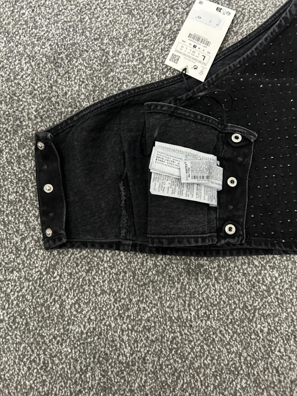 TRF DENIM CROP TOP WITH RHINESTONES - Image 4