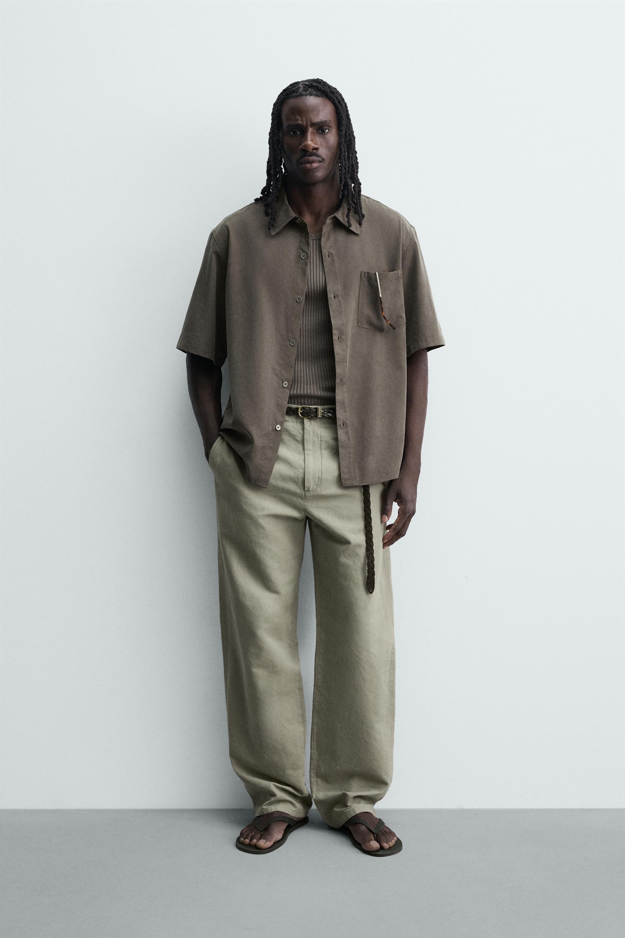 Zara RELAXED FIT DÖKÜMLÜ GÖMLEK
