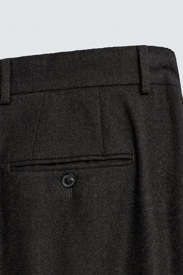 LIMITED EDITION WOOL BLEND TROUSERS WITH PLEATS - Brown by Zara