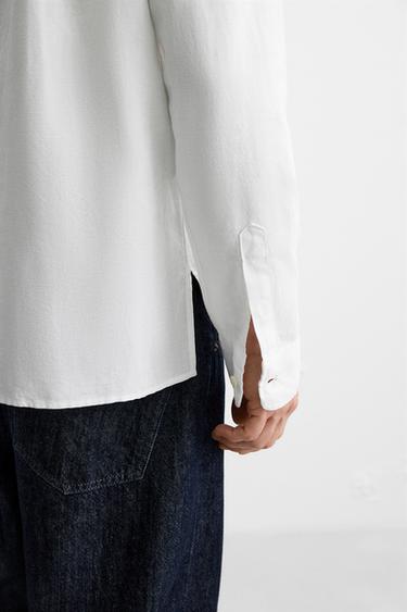 CHEMISE POLO LIN ET COTON - Blanc de Zara - Image 6