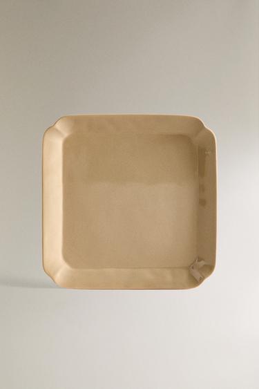 SQUARE STONEWARE TRAY - Grey / Beige by Zara - Image 0