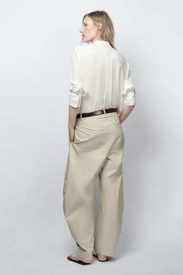 CHEMISE FLUIDE AVEC BAVETTE ZW COLLECTION - Écru de Zara - Image 4