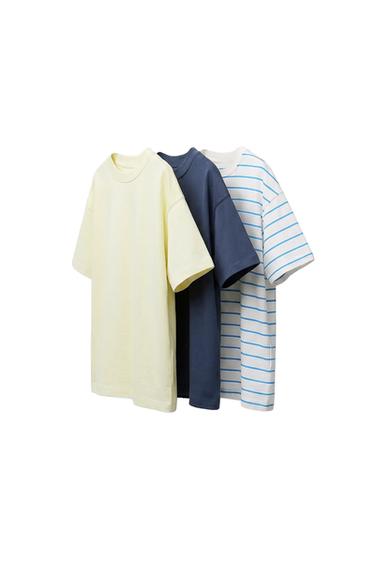 3-PACK OF PLAIN AND STRIPED SHORT SLEEVE T-SHIRTS - Light lime green by Zara