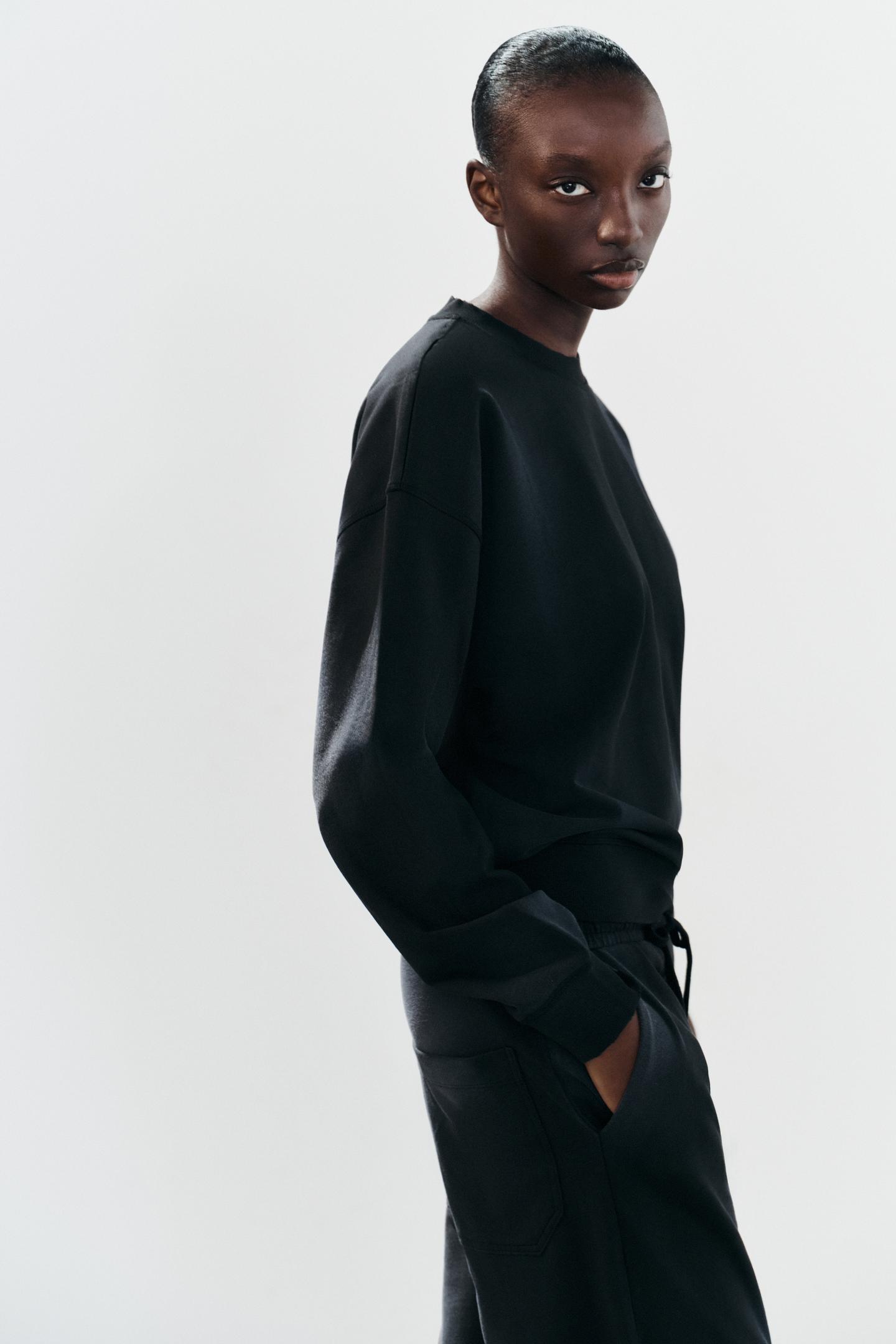 Женская толстовка Zara Washed-Effect, цвет: Чёрный — фото 3