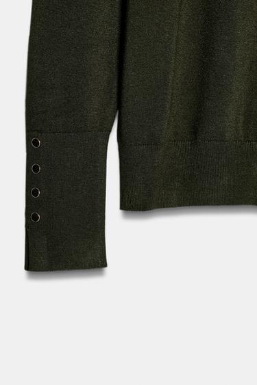 BASIC PLAIN KNIT JUMPER - Dark khaki by Zara - Image 8