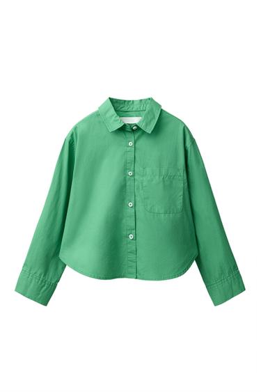 PLAIN POPLIN SHIRT - Green by Zara