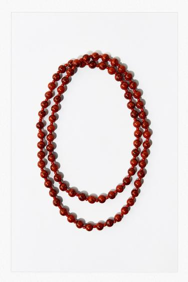 STONE BEAD NECKLACE - Red by Zara