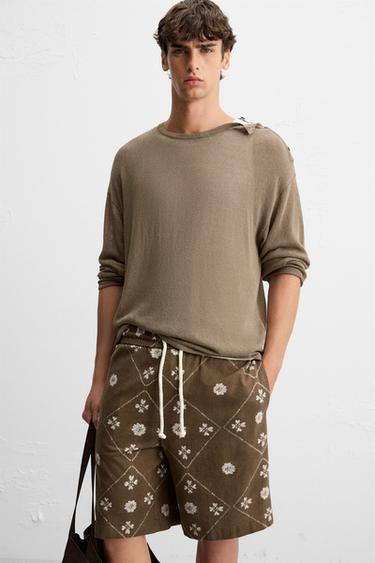 CONTRAST PRINT BERMUDA SHORTS - Dark khaki by Zara - Image 5
