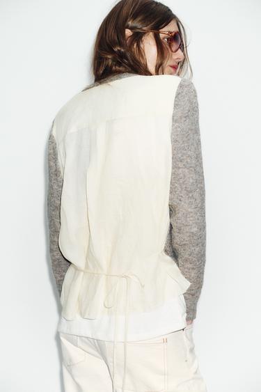 CONTRAST KNIT CARDIGAN WITH BELT - Grey marl by Zara
