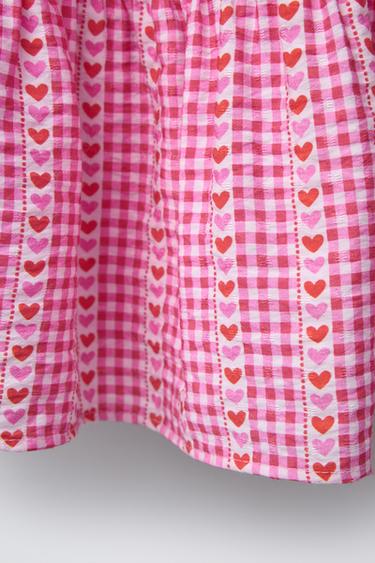 CHECK AND HEART PRINT DRESS - Pink by Zara - Image 3