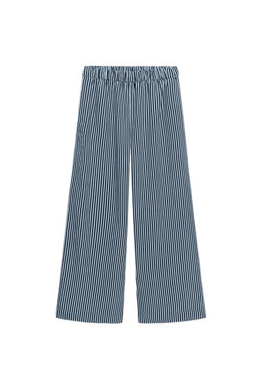PANTALON À JAMBES LARGES À RAYURES ZW COLLECTION - Bleu de Zara