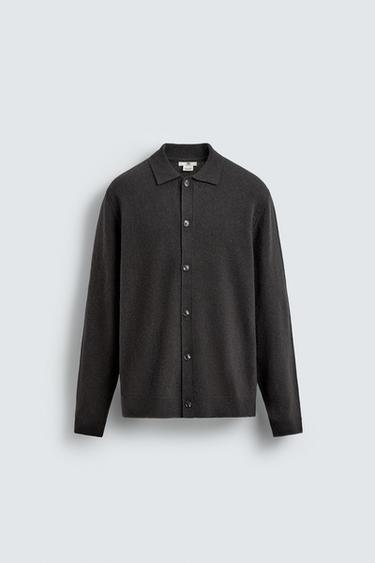 REGULAR FIT WOOL BLEND CARDIGAN - Anthracite grey by Zara