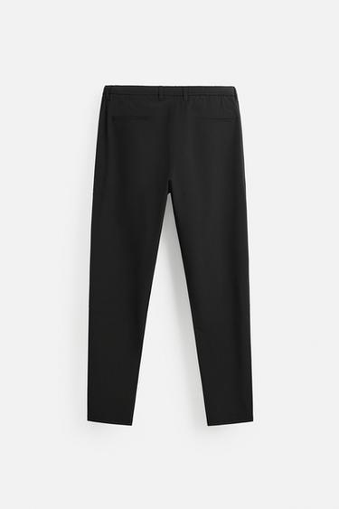 Zara SLIM FIT STRETCH PANTS - Black
