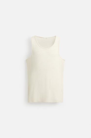 T-SHIRT DÉBARDEUR SEMI-TRANSPARENT - Écru de Zara - Image 6