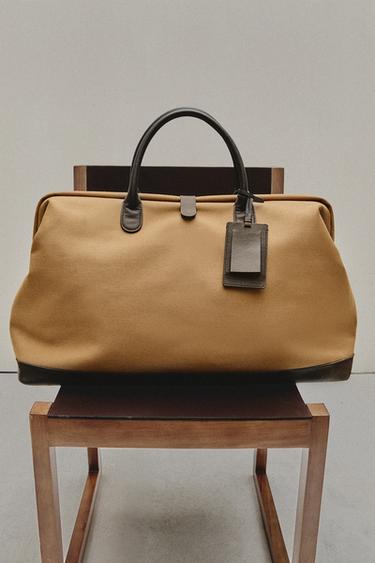 COTTON TRAVEL BAG WITH BUTTON - Beige by Zara - Image 4