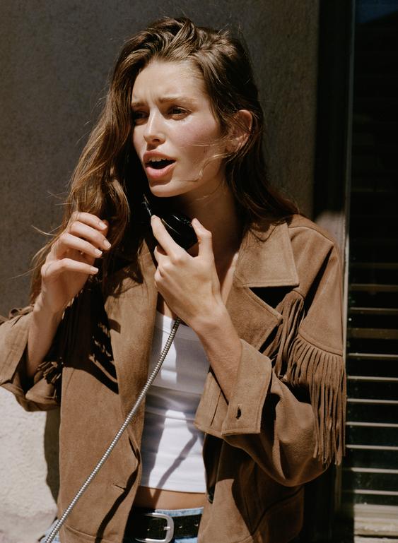 FRINGED FAUX SUEDE JACKET from Zara - $79.90