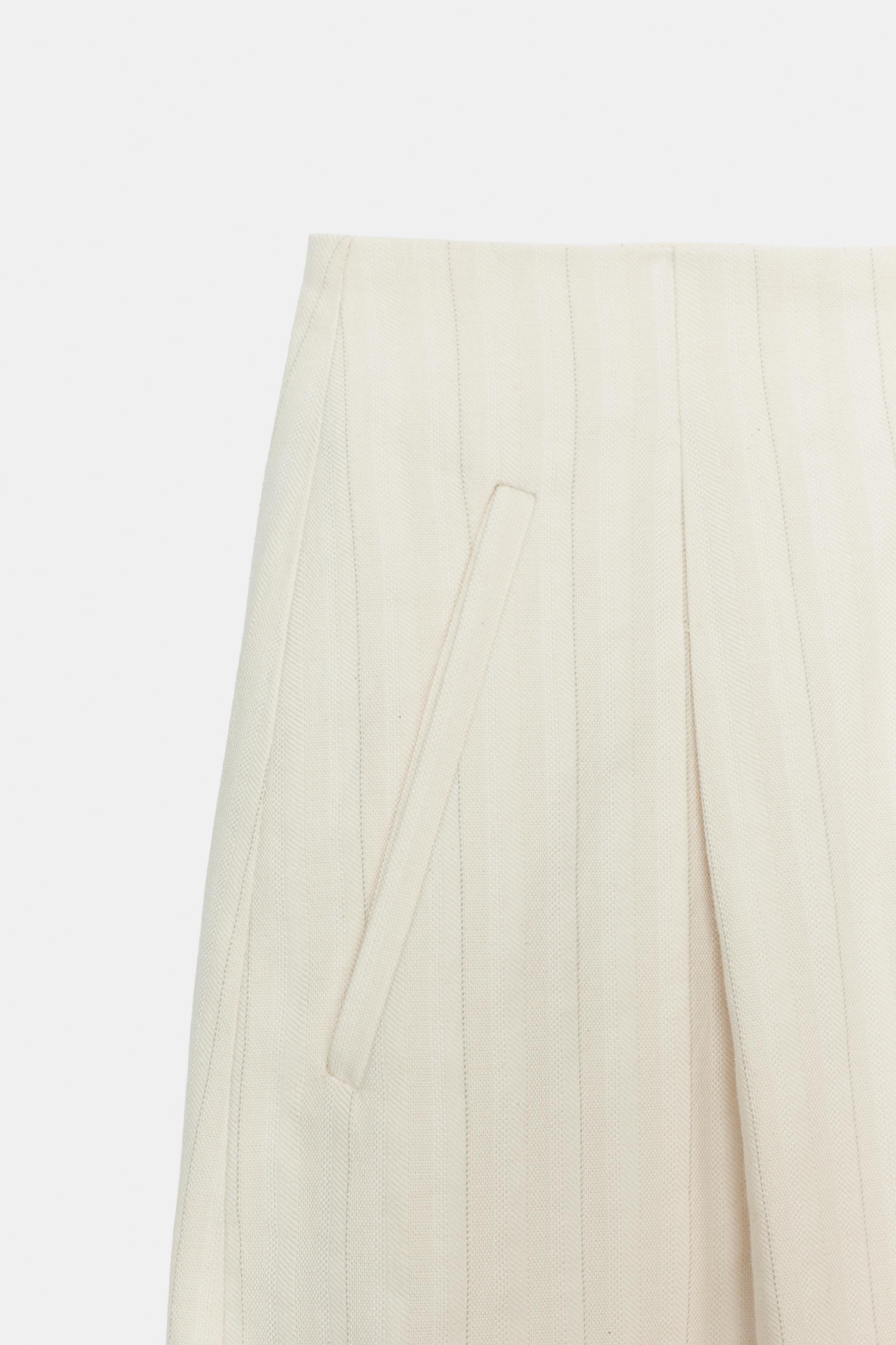 Женские брюки Zara ZW COLLECTION STRIPED BARREL PANTS — фото 8