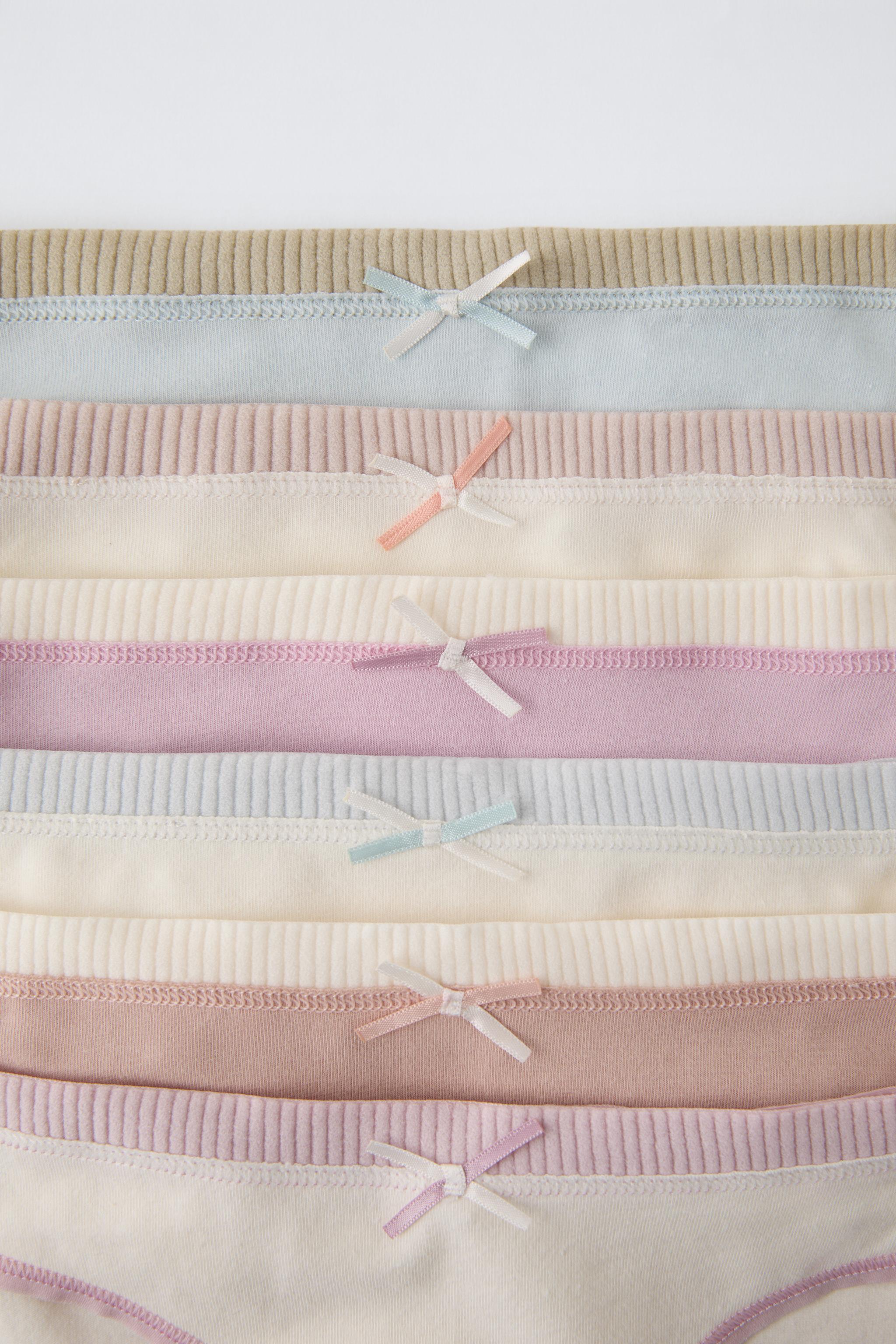 6-14 YEARS/ SIX PACK RIB UNDERWEAR WITH BOW - Ecru | ZARA