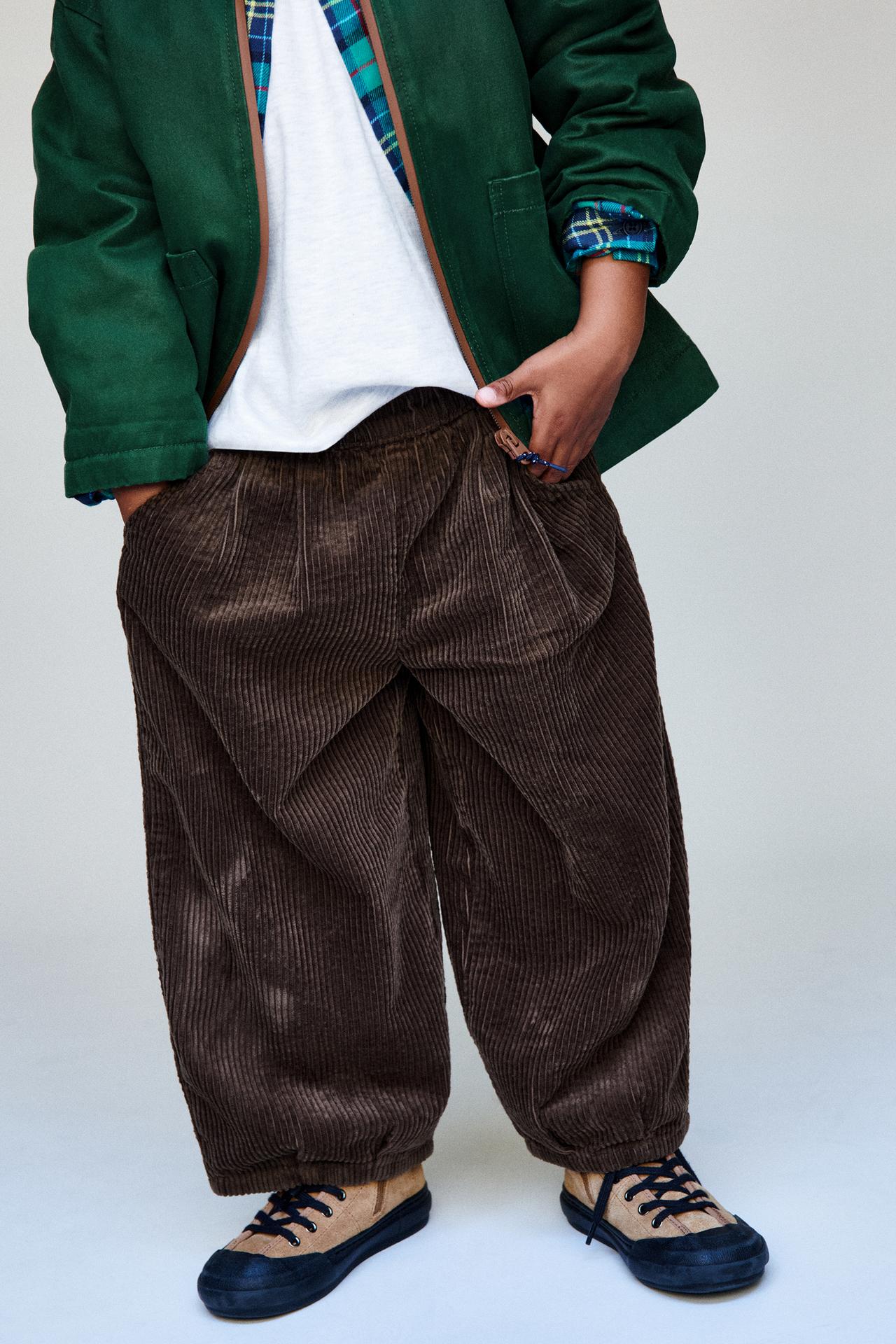 CORDUROY BALLOON PANTS — Brown
