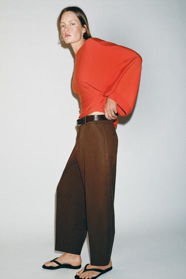 BALLOON TROUSERS WITH BELT - Brown by Zara - Image 4